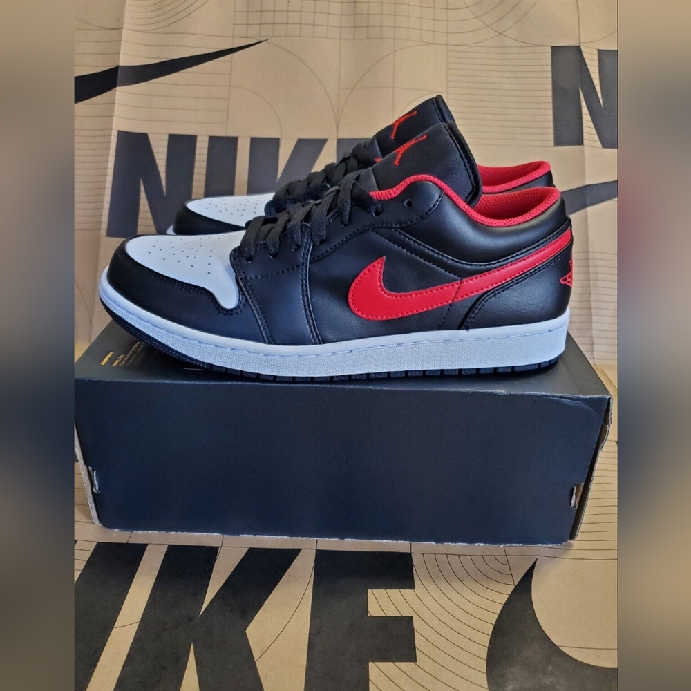 AIR JORDAN 1 LOW "BLACK-FIRE RED" MEN'S US SIZE 10 BRAND NEW IN BOX